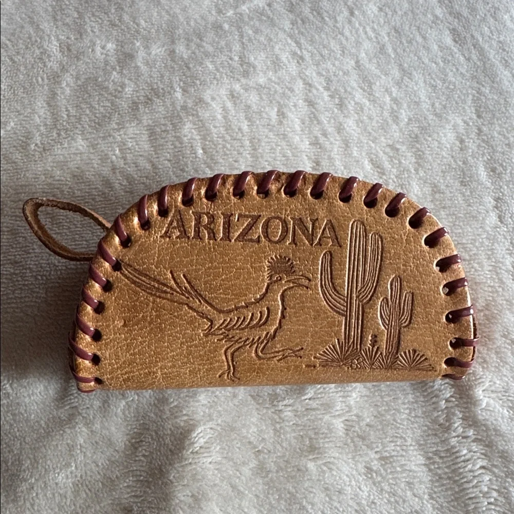 Vintage Handmade Leather Souvenir Coin Purse